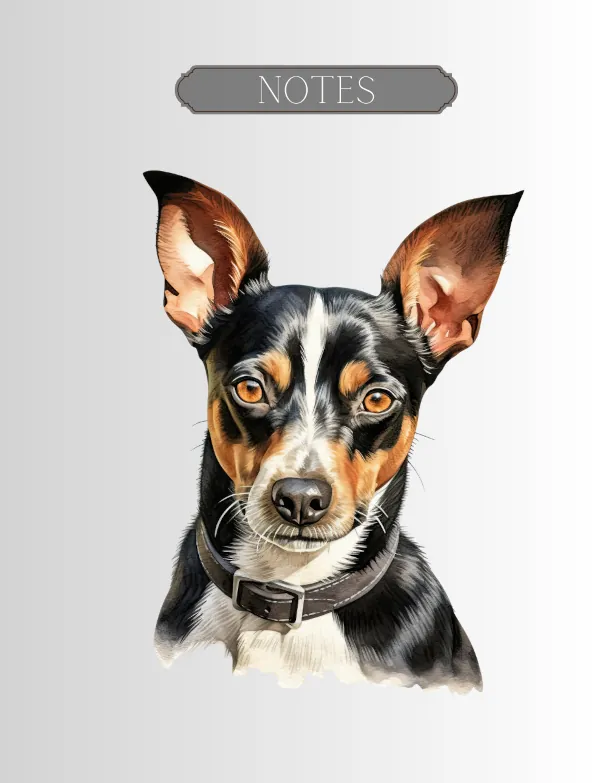 Rat Terrier dog face on notebook cover